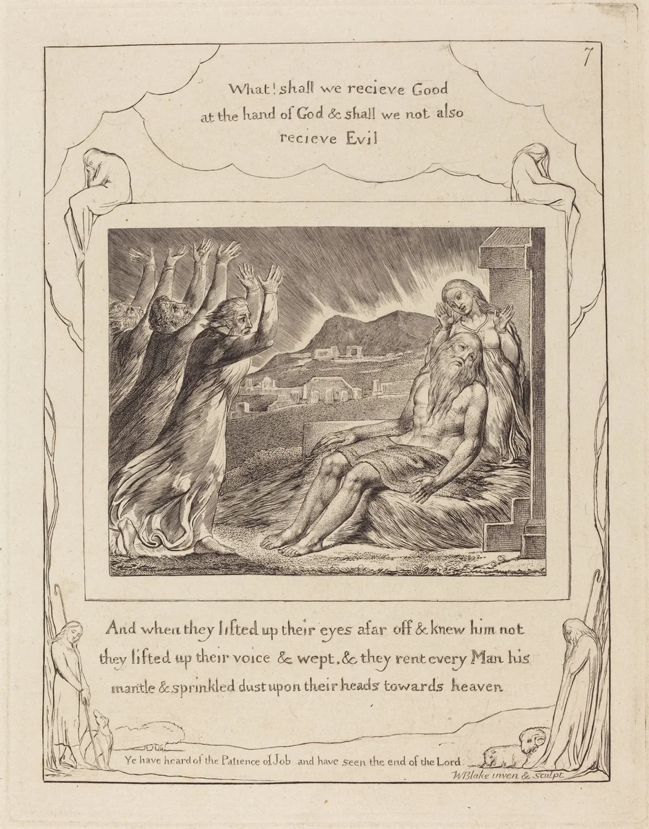 Job's Comforters by William Blake, print, 1825