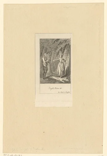 Lucas en Catau in het bos van Sénart by Daniel Berger, print, 1774