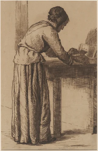 Old Woman Working by Augustin Théodule Ribot, drawing, 1855-1865
