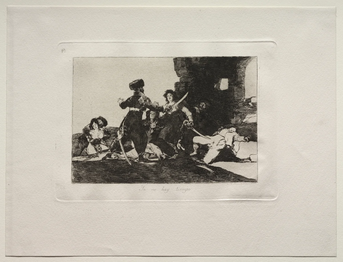The Horrors of War: There Isn't Time Now by Francisco de Goya, print, 1810-1820