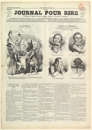 Le Journal Pour Rire, Journal d'Iimages, Journal Comique, Critique, Satirique et Moqueur, August 23, 1850 by Charles Philipon, print, 1850