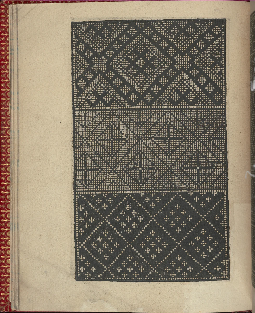 Ce est ung tractat de la noble art de leguille ascavoir ouvraiges de spaigne... page 16 (verso) by Willem Vosterman, book, 1527-1540