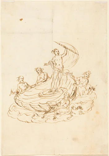 A Design for a Saltcellar by Italian 17th Century, drawing, 1600-1699