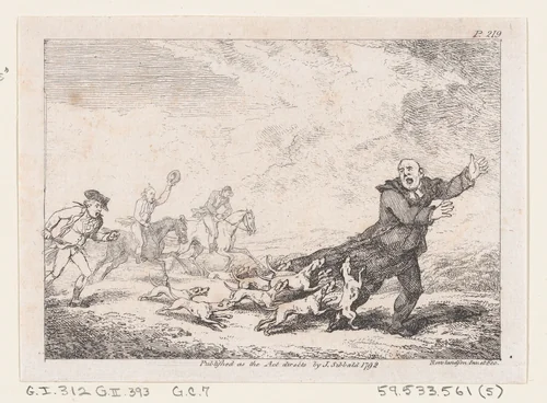Parson Adams Engaged In A Perilous Hunting Adventure, from "The Adventures of Joseph Andrews, and his friend Mr. Abraham Adams" by Thomas Rowlandson, print, 1792