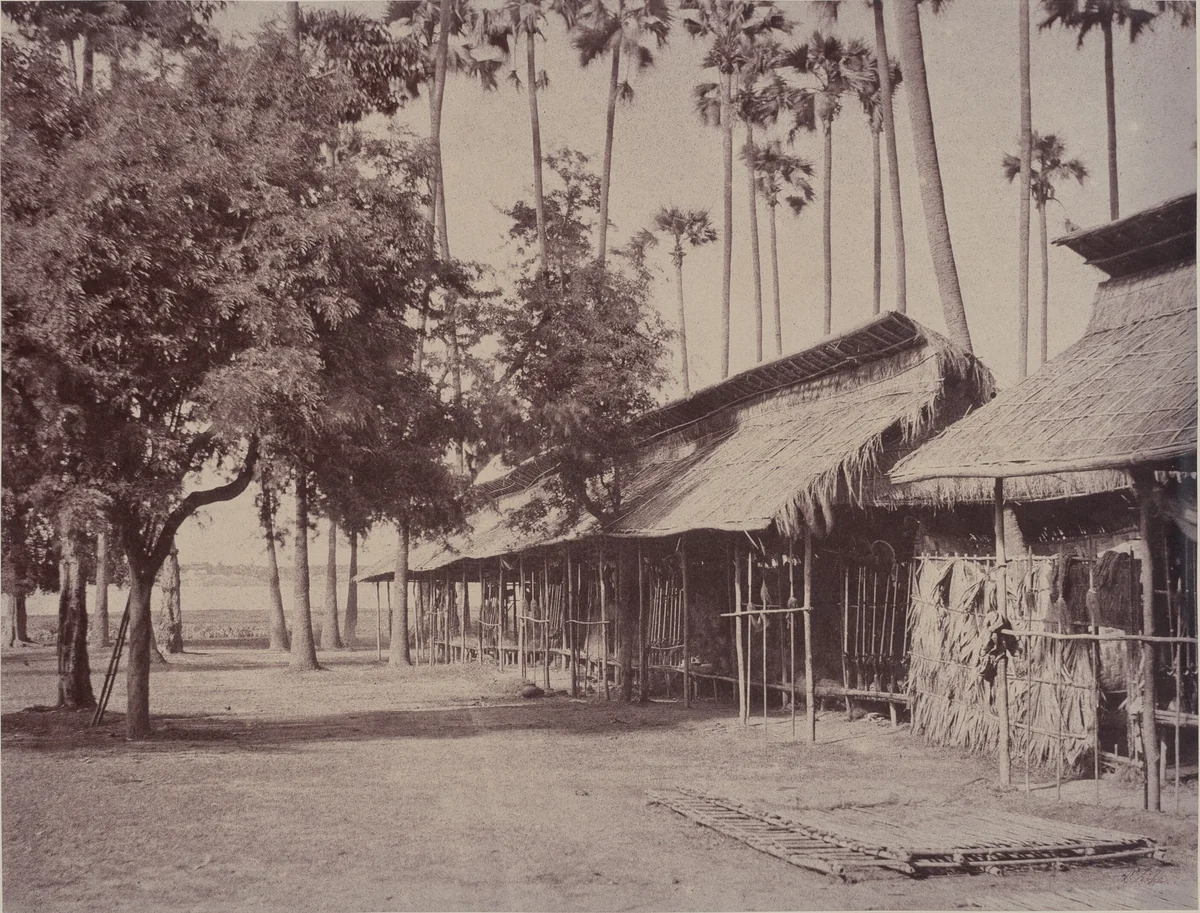 Amerapoora: Barracks of the Burmese Guard by Linnaeus Tripe, photograph, 1855