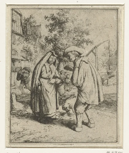 Man en vrouw in gesprek by Adriaen van Ostade, print, 1646-1650