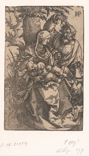 Heilige familie onder een boom by anonymous, print, 1521