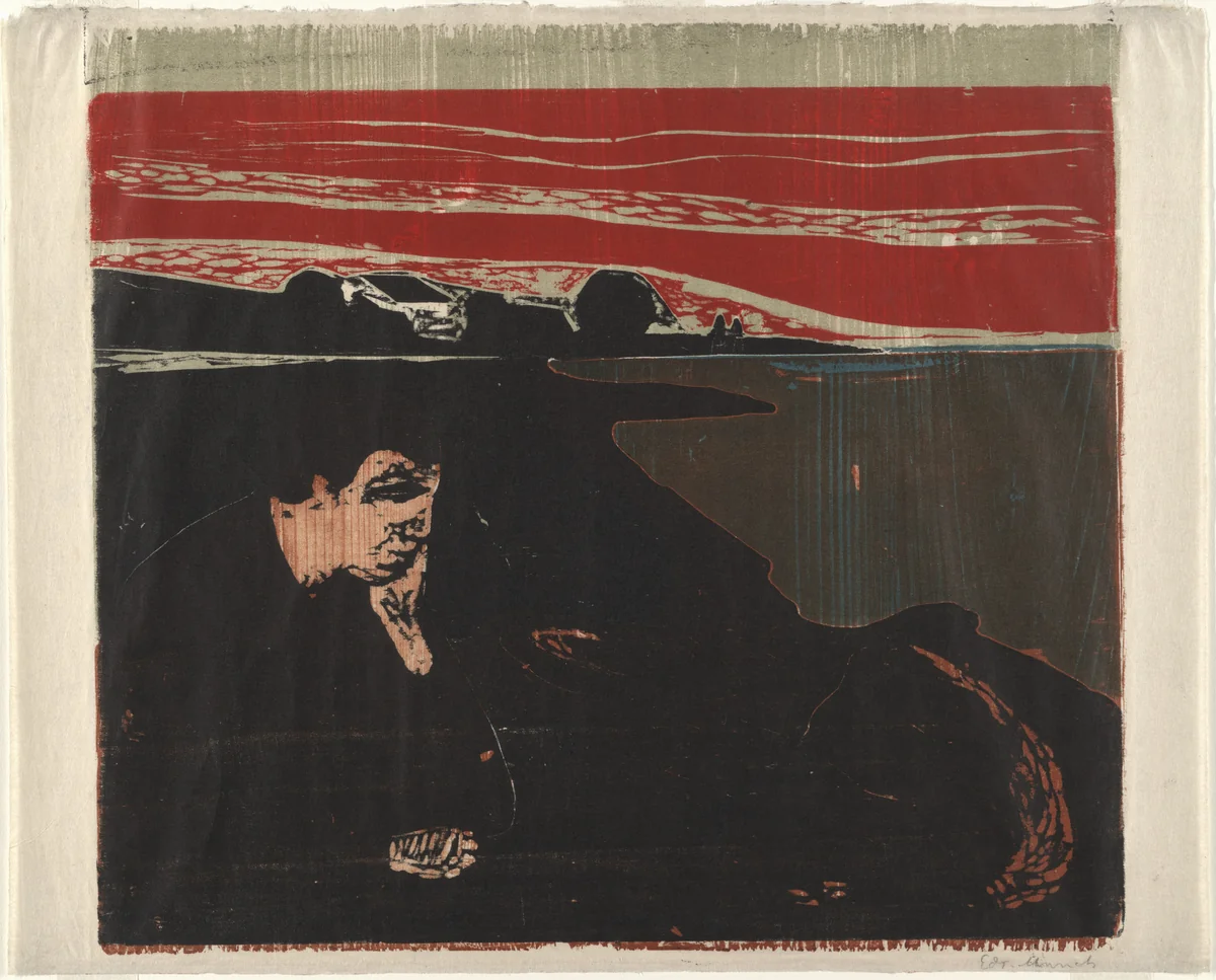 Evening. Melancholy I (Aften. Melankoli I) by Edvard Munch, print, 1896