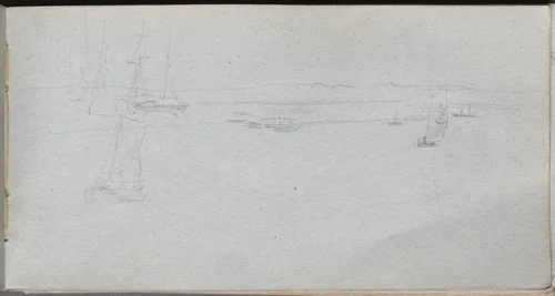 Sketchbook, page 94: Seascape by Ernest Meissonier, book, 1860-1869