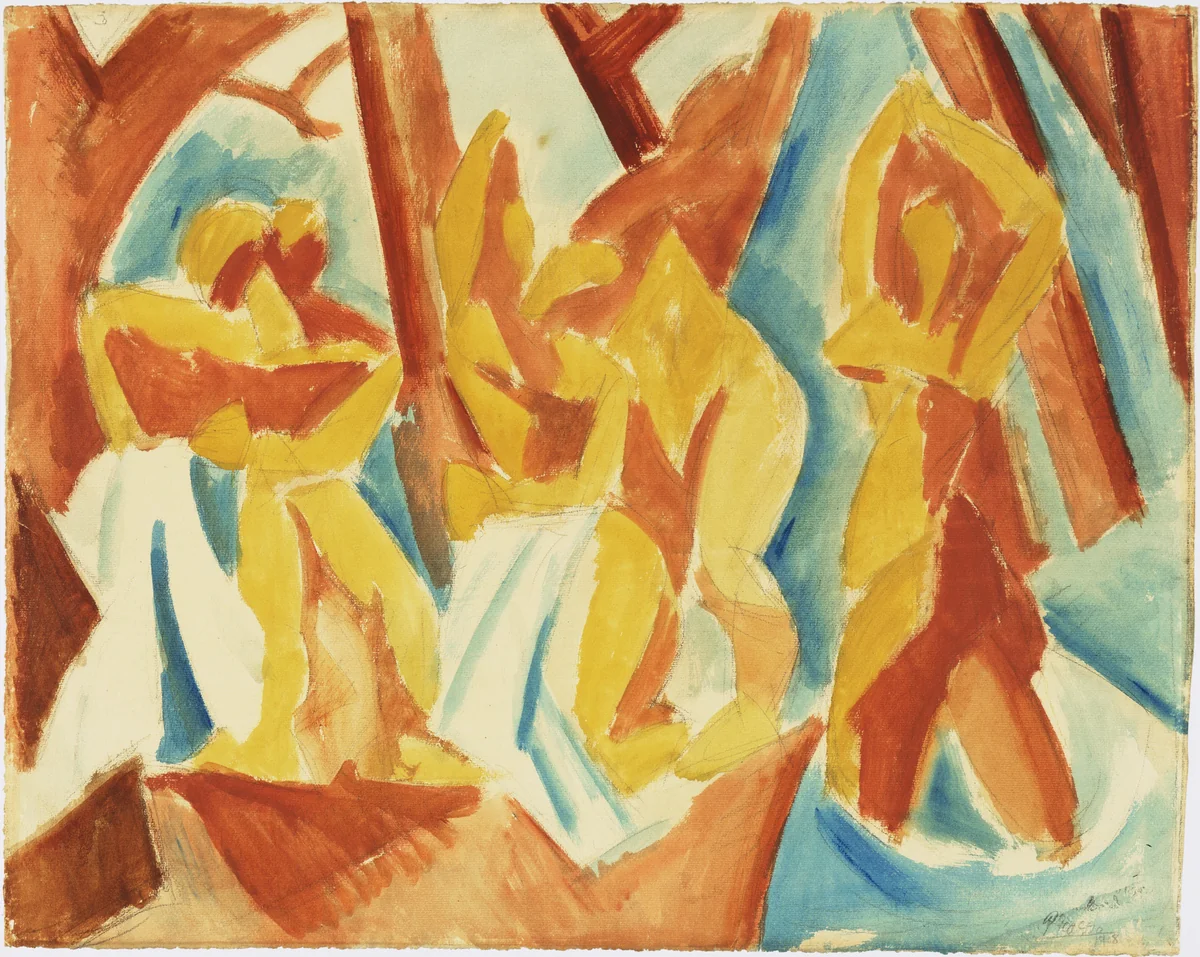 Bathers in a Forest by Pablo Picasso, drawing, 1908