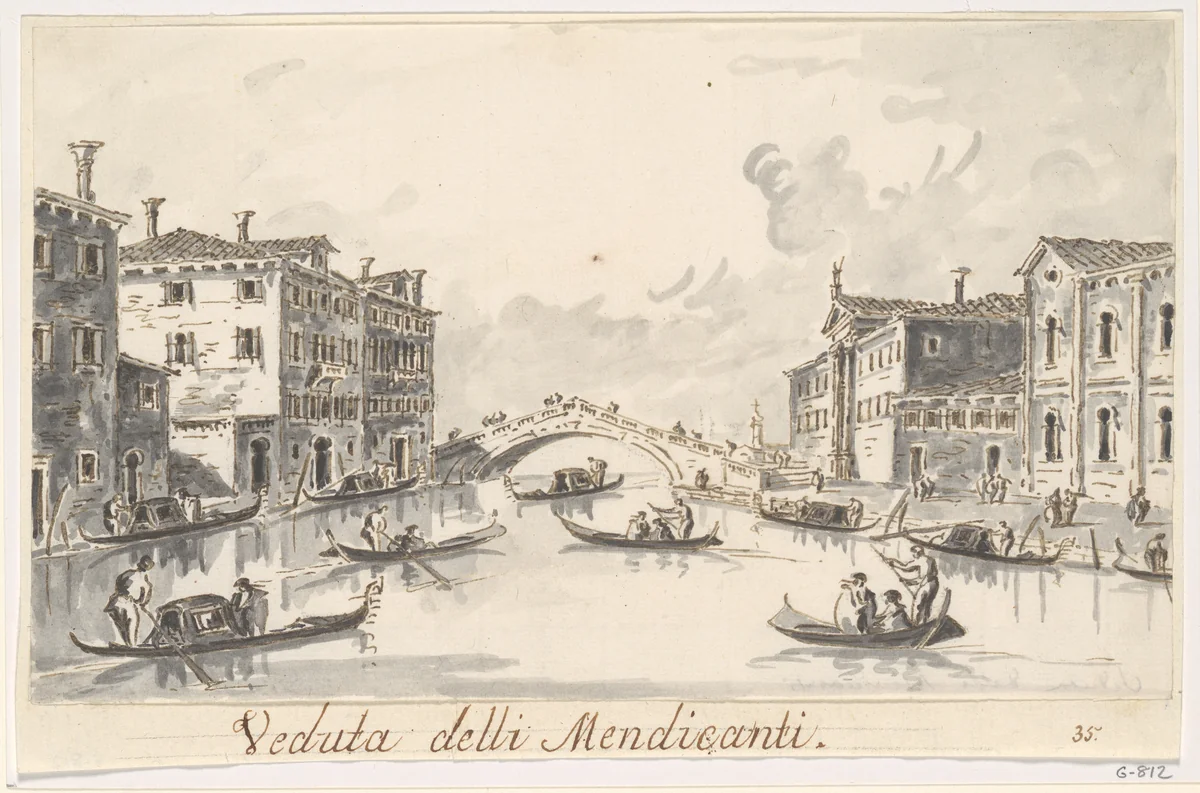 The Rio dei Mendicanti by Giacomo Guardi, drawing, 1801-1828