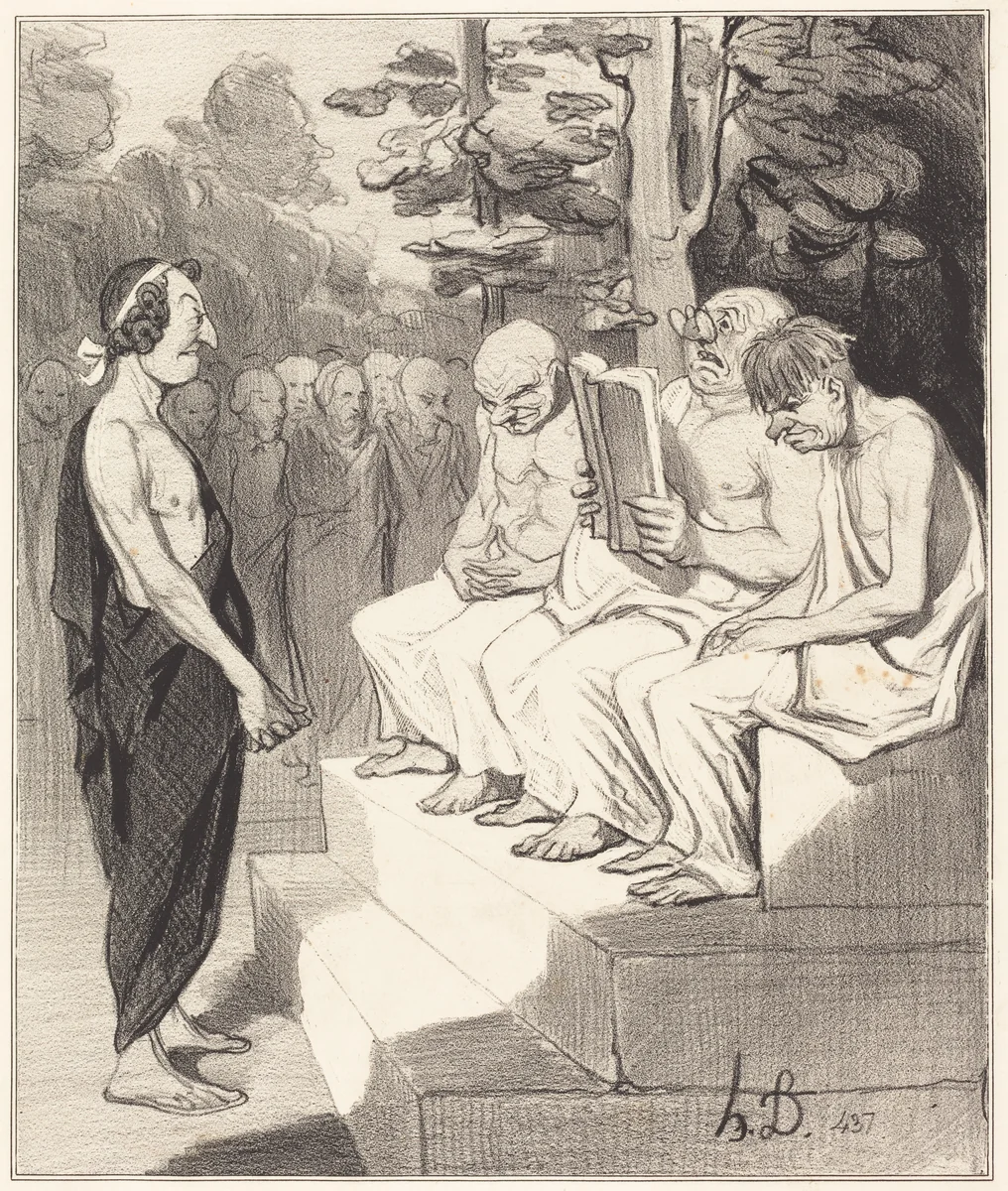 Télémaque interrogé par les sages by Honoré Daumier, print, 1842