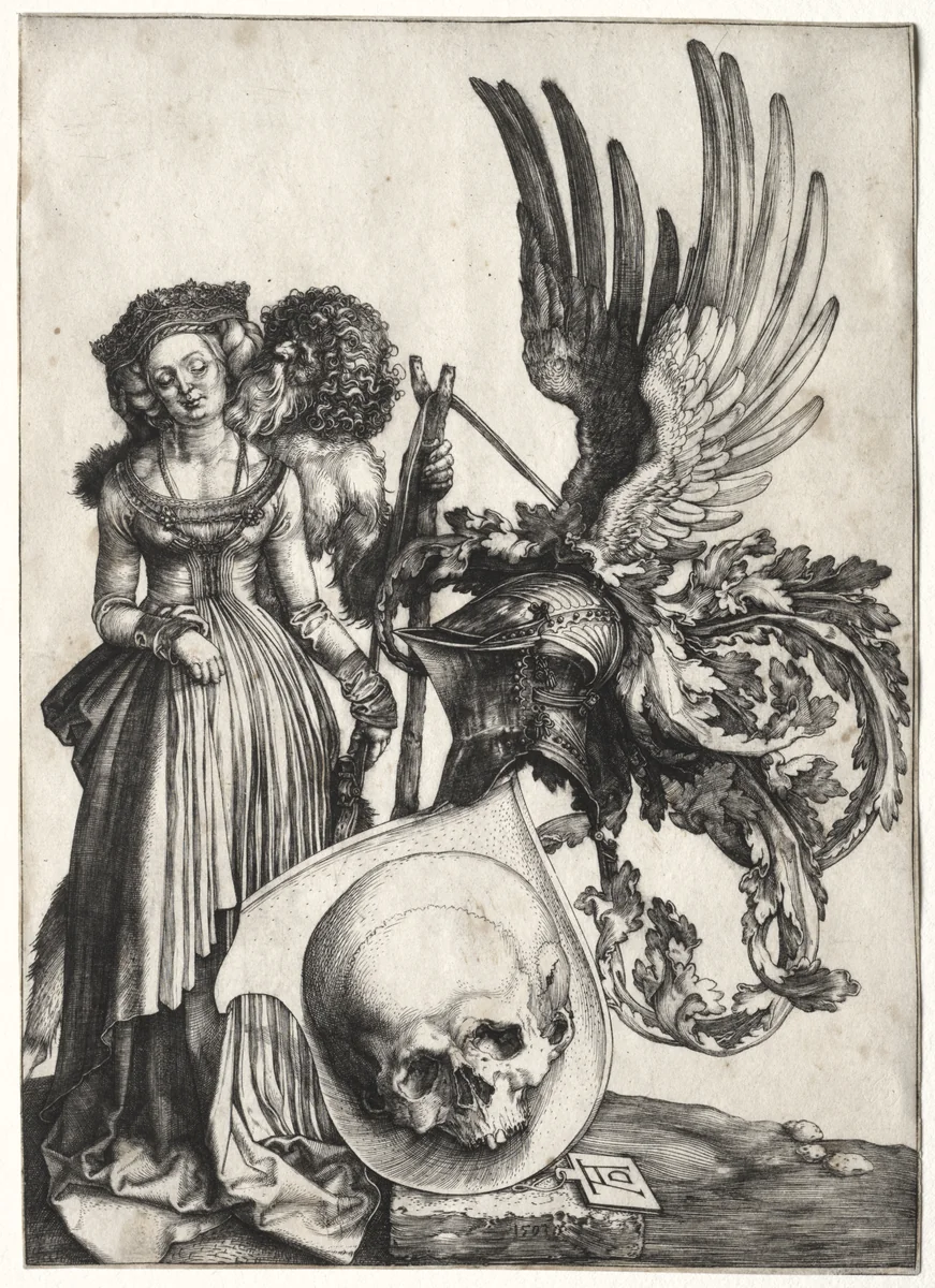 Coat of Arms with a Skull by Albrecht Dürer, print, 1503