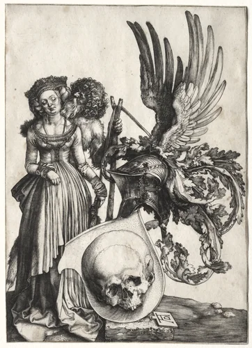 Coat of Arms with a Skull by Albrecht Dürer, print, 1503