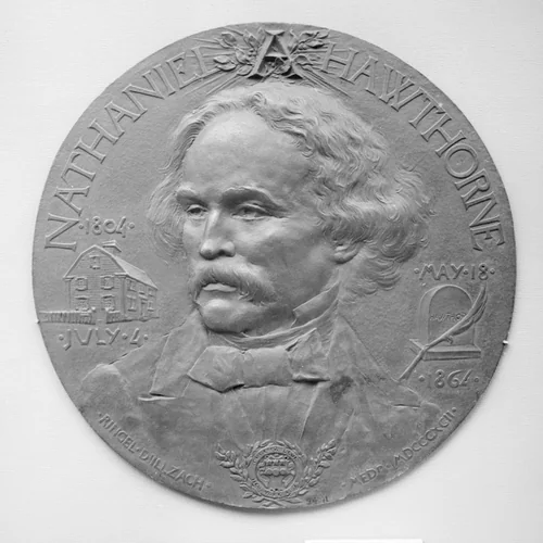 Portrait of Nathaniel Hawthorne, Executed for the Grolier Club, New York, 1892 by Jean Désiré Ringel d'Illzach, metalwork, 1892