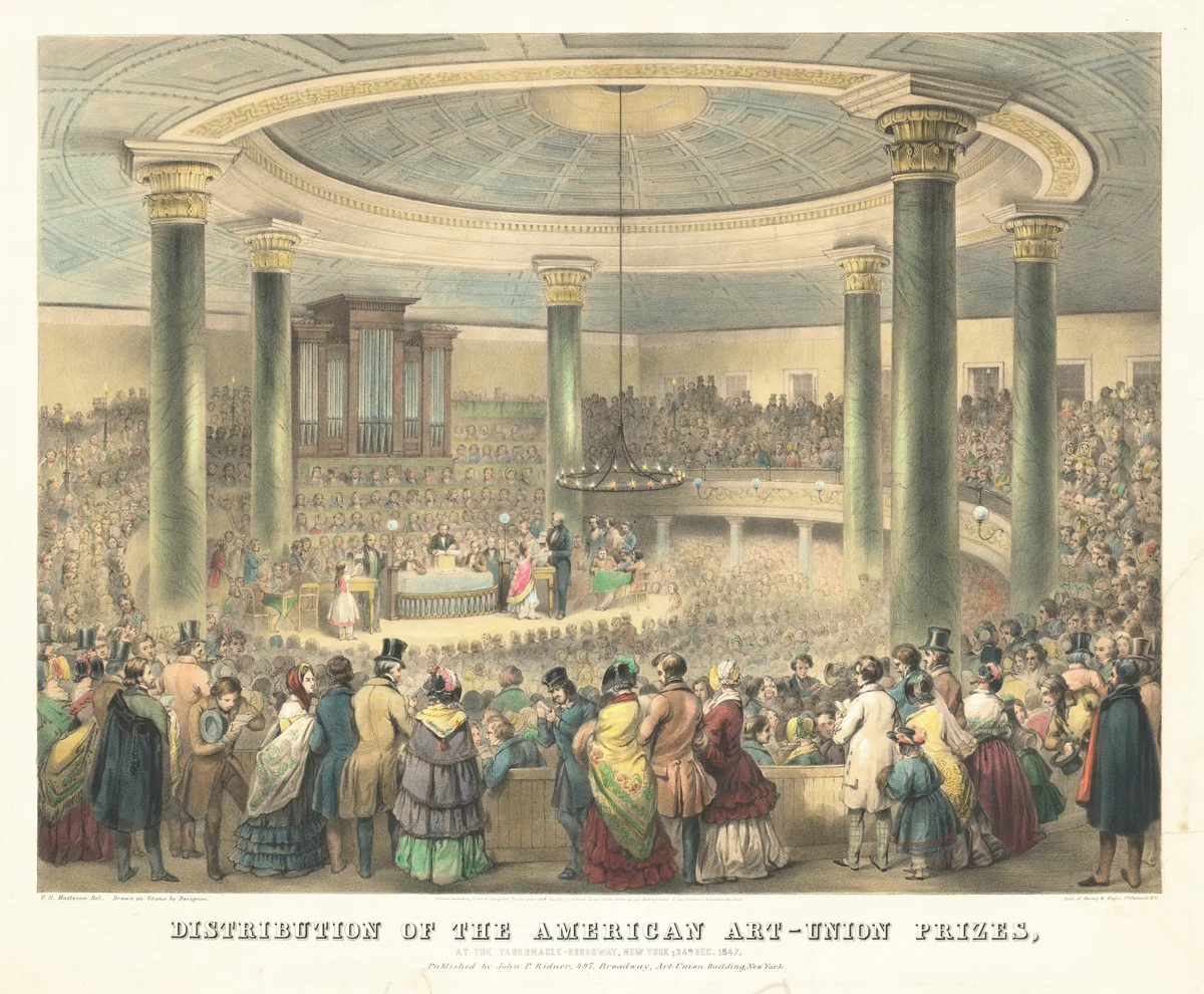 Distribution of the American Art-Union Prizes by Francis D'Avignon; Thompkins Harrison Matteson; Saroney & Major, print, 1848