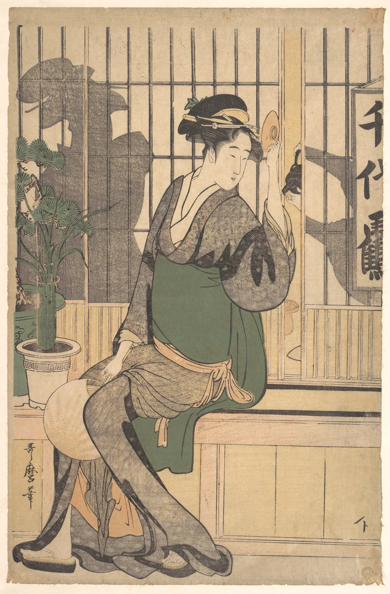 Shadows on the Shoji by Kitagawa Utamaro (喜多川歌麿), print, 1790-1799