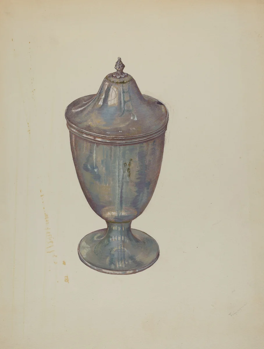 Pewter Sugar Bowl by Anne B. Trepagnier, index of american design, 1941