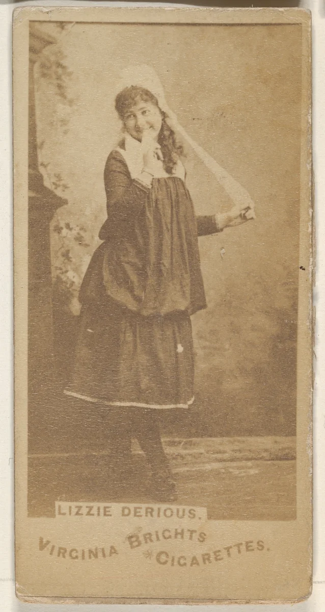 Lizzie Derious, from the Actors and Actresses series (N45, Type 1) for Virginia Brights Cigarettes by Allen & Ginter, photograph, 1885-1891