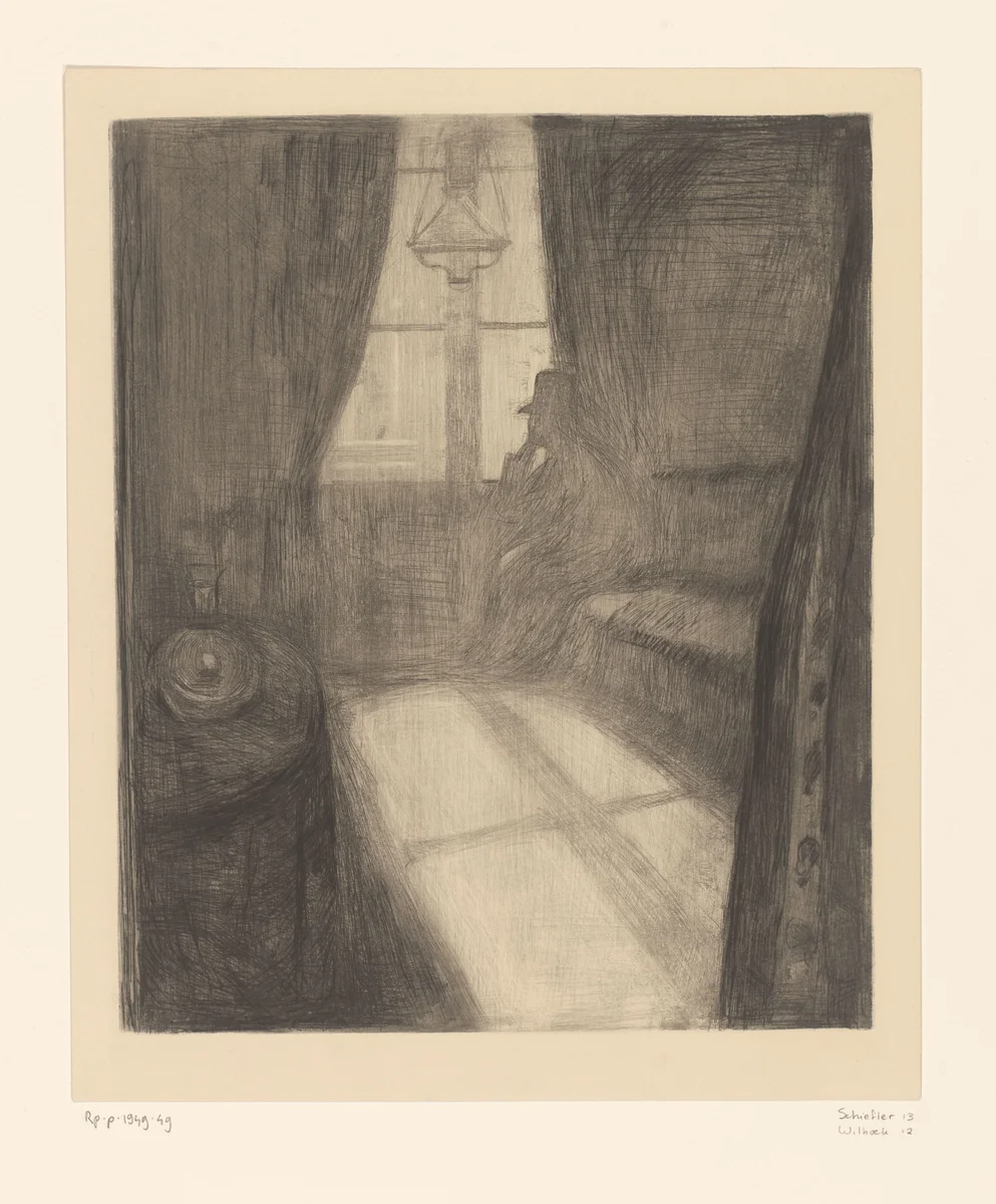 Man in een interieur zittend bij het raam by Edvard Munch, print, 1895