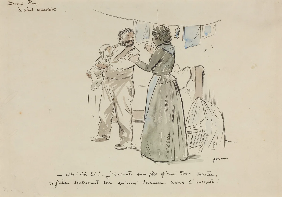 Le Peril Anarchiste by Jean-Louis Forain, drawing, 1897