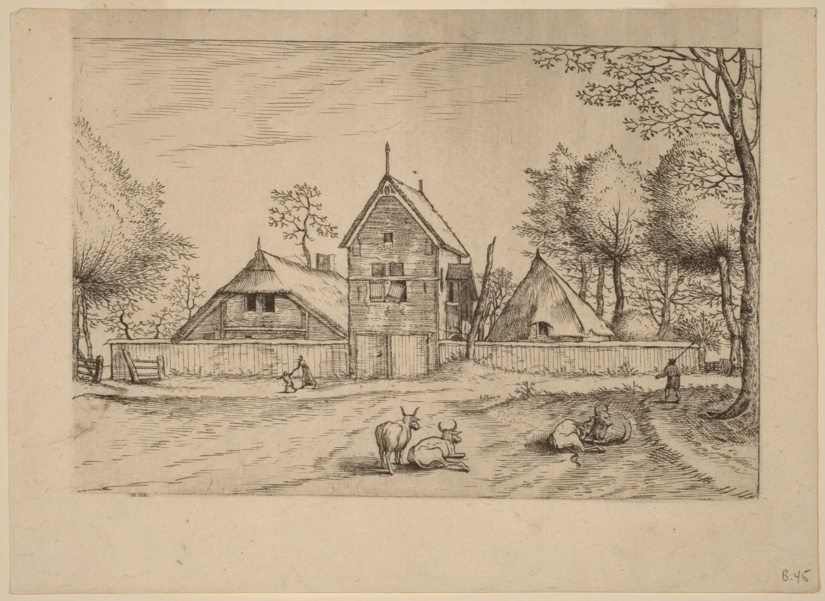 Farmstead by Johannes van Doetechum; Lucas van Doetechum; Master of the Small Landscapes, print, 1559-1561