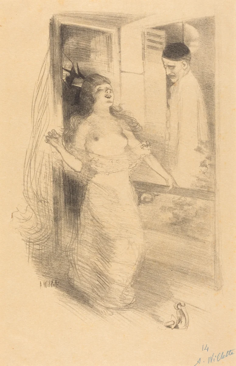 Hanging Clown (Pierrôt pendu) by Adolphe Léon Willette, print, 1894