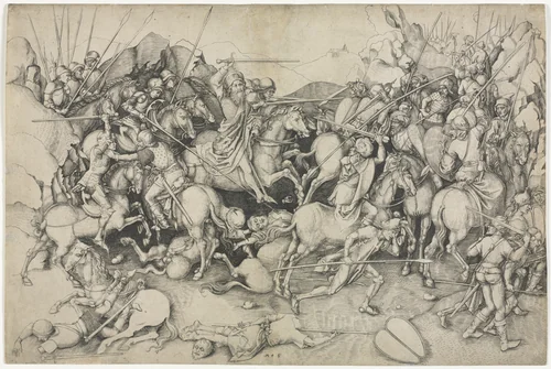 The Battle of St. James the Greater at Clavijo by Martin Schongauer, print, 1465-1480