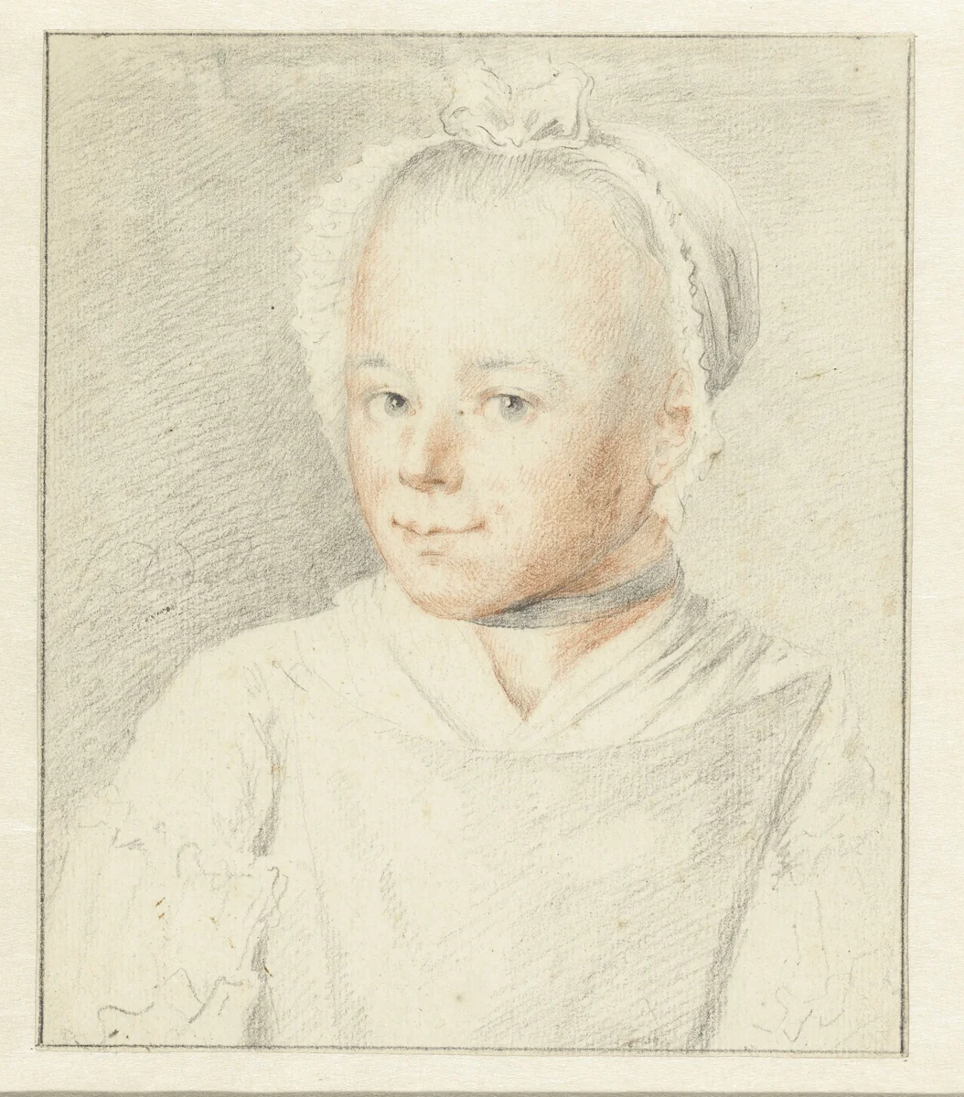 Damesbuste by Gerrit Dadelbeek, drawing, 1750-1799