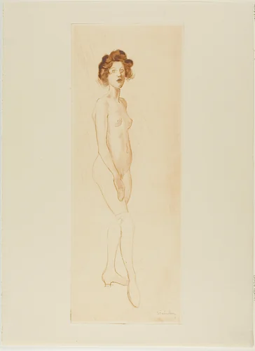 Model standing by Théophile Alexandre Steinlen, print, 1902