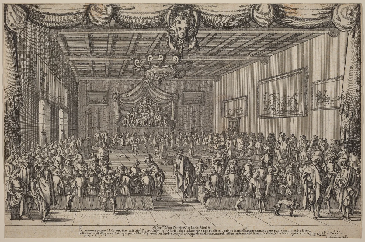 The Banquet of the Piacevoli by Stefano della Bella, print, 1627