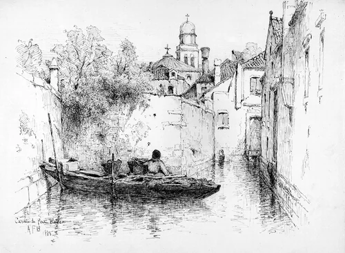 Canale di Ponte Rossa, Venice by Andrew Fisher Bunner, artwork, 1885