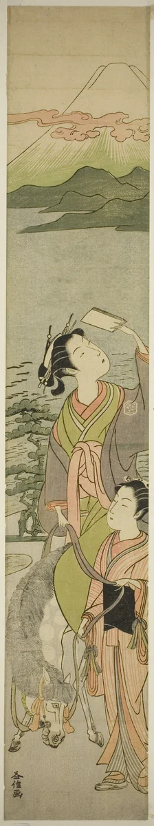 Parody of Ariwara no Narihira's journey to the east by Masunobu, print, 1770-1774