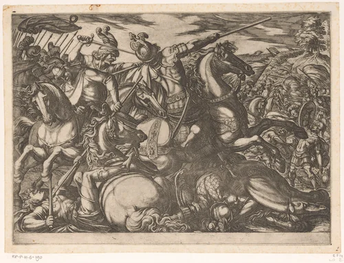 Cavalerie gevecht dicht opeen by Antonio Tempesta, print, 1601