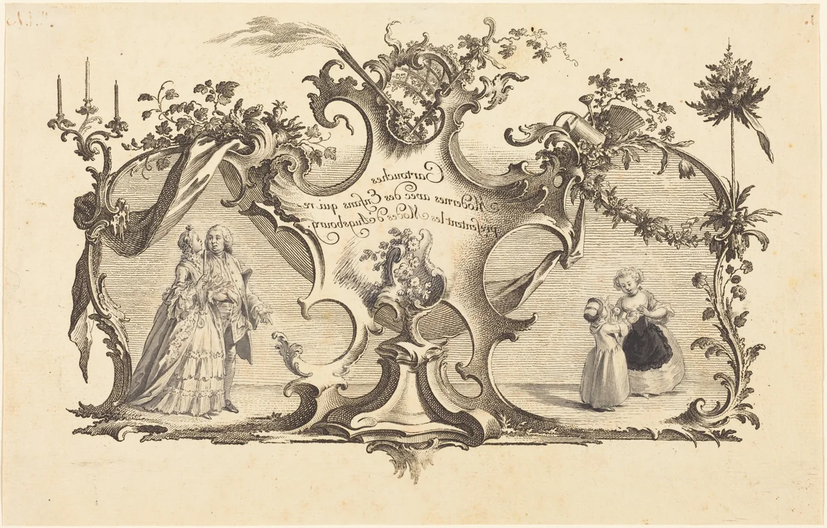 Cartouches Modernes avec des Enfans qui representant les Modes d'Augsbourg by Johann Esaias Nilson, print, 1721-1788