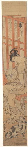 Woman Fanning Herself After a Bath by Isoda Koryūsai, print, 1767-1799