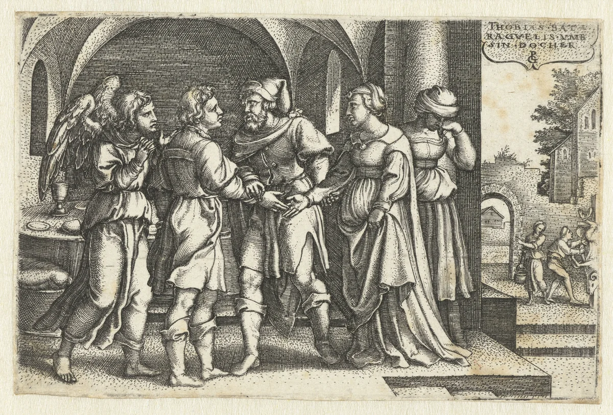 Huwelijk van Tobias en Sara by Unknown, print, 1543