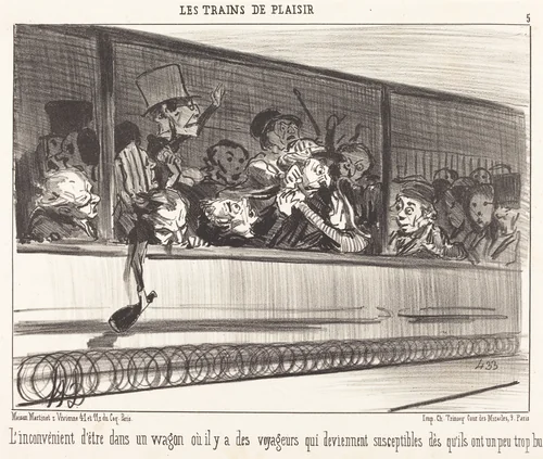 L'Inconvénient d'être dans un wagon... by Honoré Daumier, print, 1852