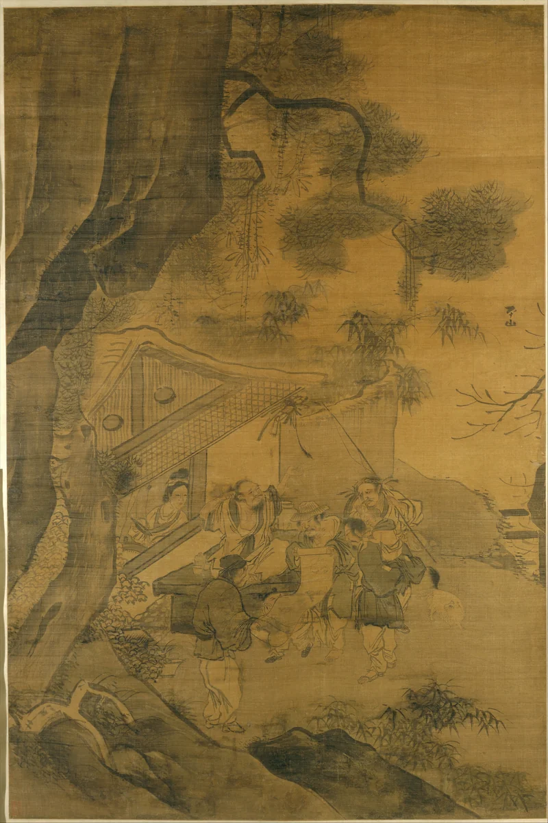 Studying a painting by Zhang Lu, painting, 1500-1563