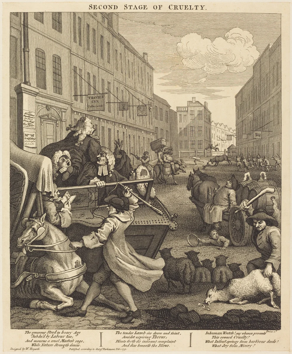 The Second Stage of Cruelty by William Hogarth, print, 1751