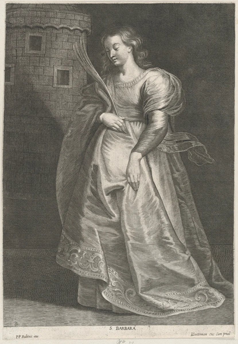 Saint Barbara by Lucas Vorsterman, print, 1610-1675
