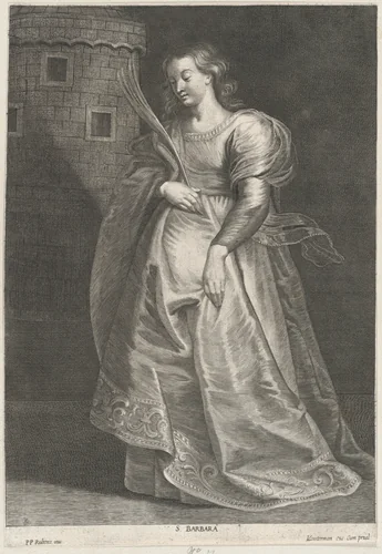 Saint Barbara by Lucas Vorsterman, print, 1610-1675