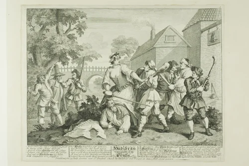 Hudibras Vanquished by Trulla, plate five from Hudibras by William Hogarth, print, 1725-1726