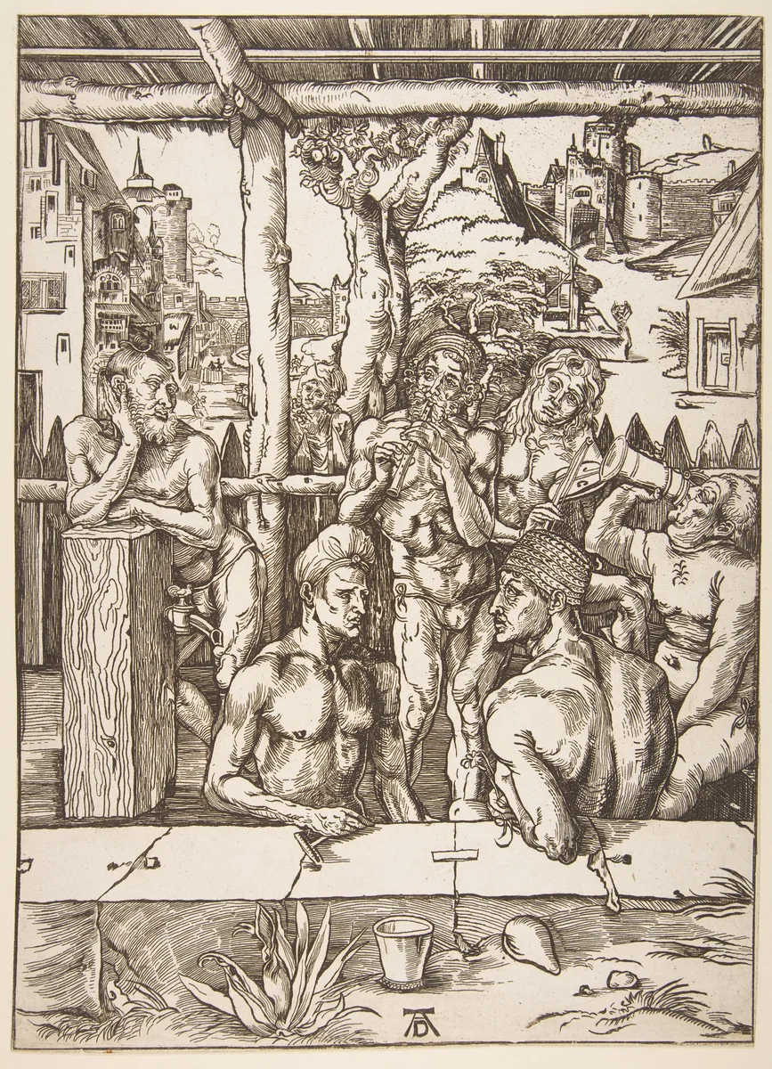 The Bath House (copy) by Albrecht Dürer, print, 1485-1600