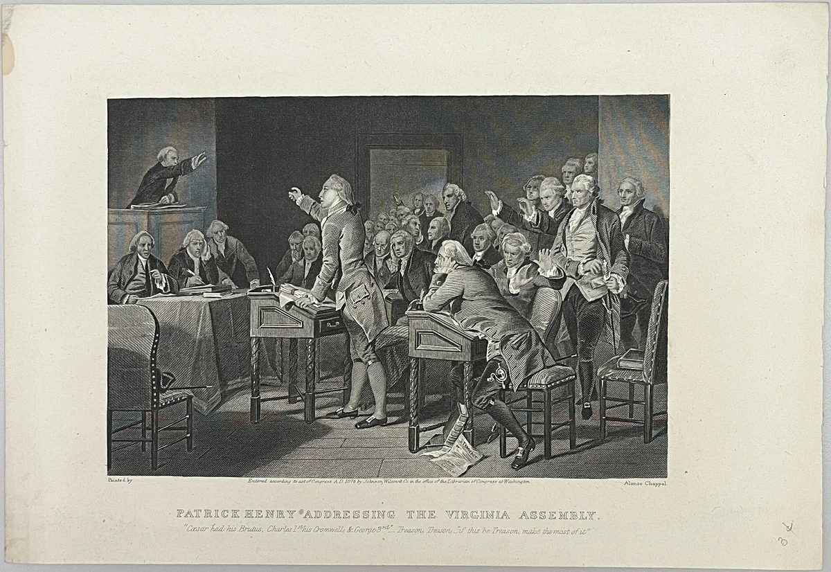 Patrick Henry addressing the Virginia Assembly by Alonzo Chappel, other, 1874