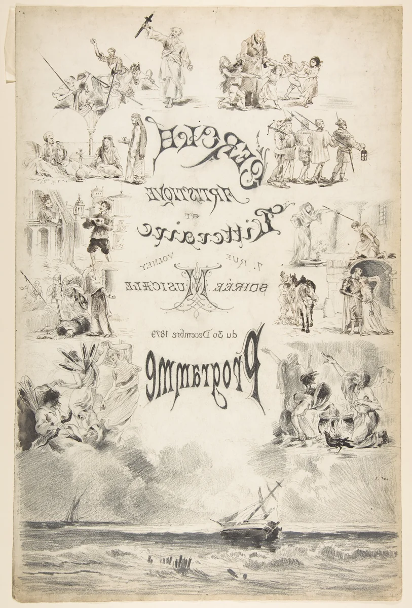 Design for a Music Program by anonymous, drawing, 1800-1900