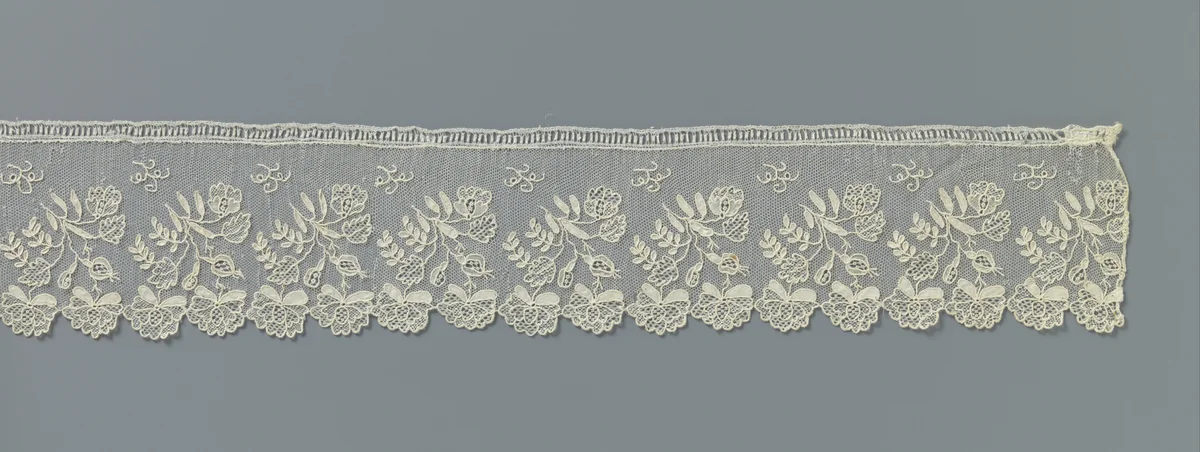 Strook naaldkant met dubbele roosjes by anonymous, other, 1810-1820