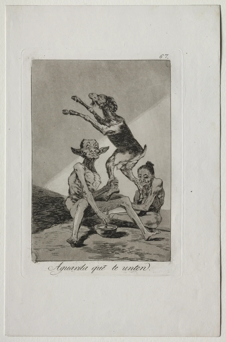 Wait Till You've Been Anointed, Plate 67 by Francisco de Goya, print, 1799