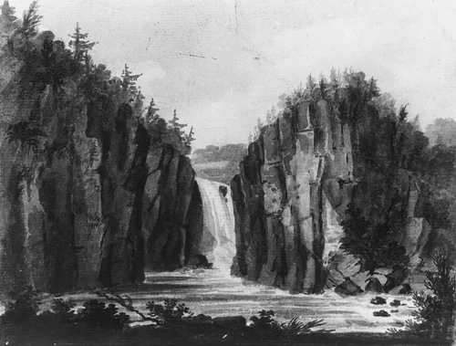 Passaic Falls, New Jersey (?) by Pavel Svinin, artwork, 1811-1816