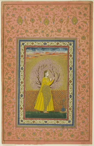Young Woman Smoking a Huqqa by India Uttar Pradesh, painting, 1699-1799